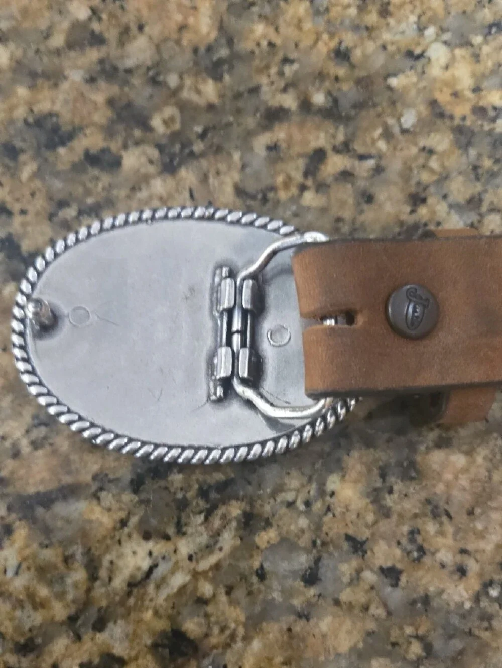 Girls Justin Brown Leathet Belt and Silver Oval Heart Buckle